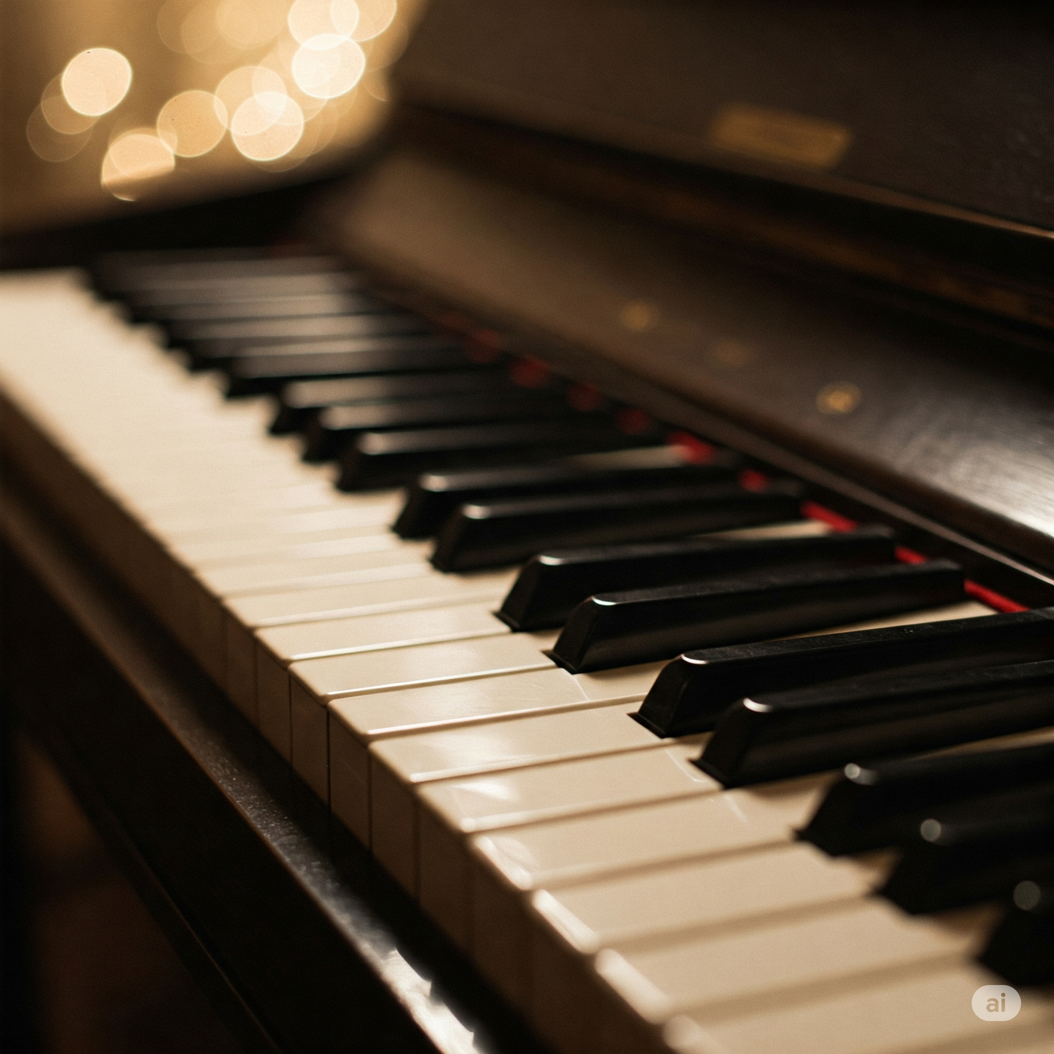 Elegant piano keys with soft lighting